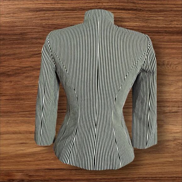 CHAPS by Ralph Lauren Jacket Sz 4 Womens Black and White Stripe Lined Blazer - Picture 6 of 11